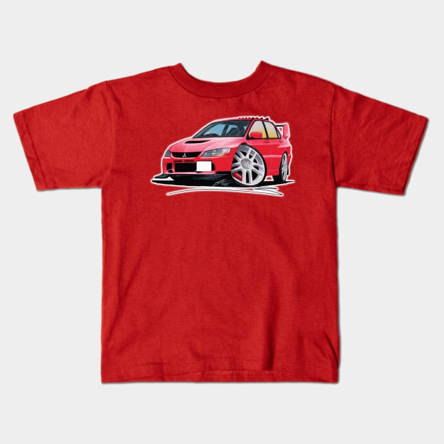 Mitsubishi Evo IX Red Caricature Kids T-Shirt by y30man5